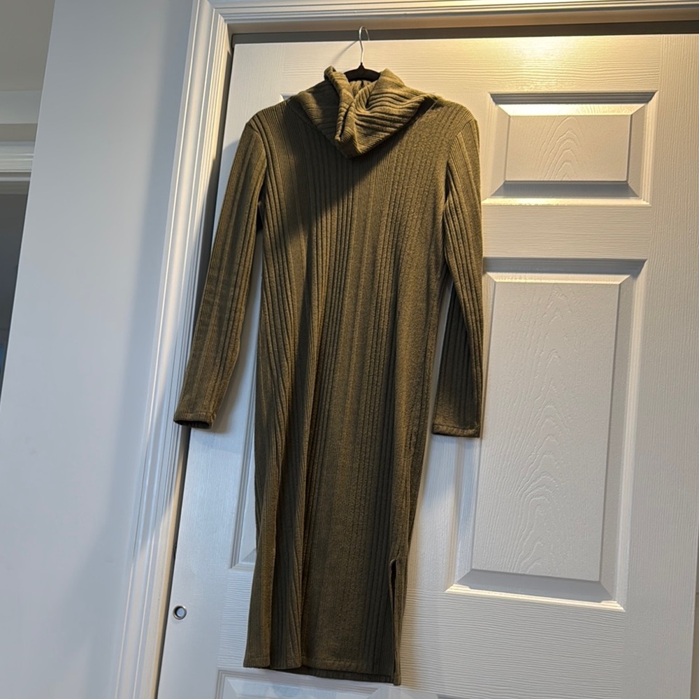 Harper Olive Ribbed Knit Dress
